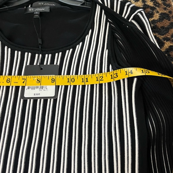 NWT St John 2 Pc Zipper Jacket and Sleeveless Top Blk & White Rayon Sz S - Picture 9 of 15